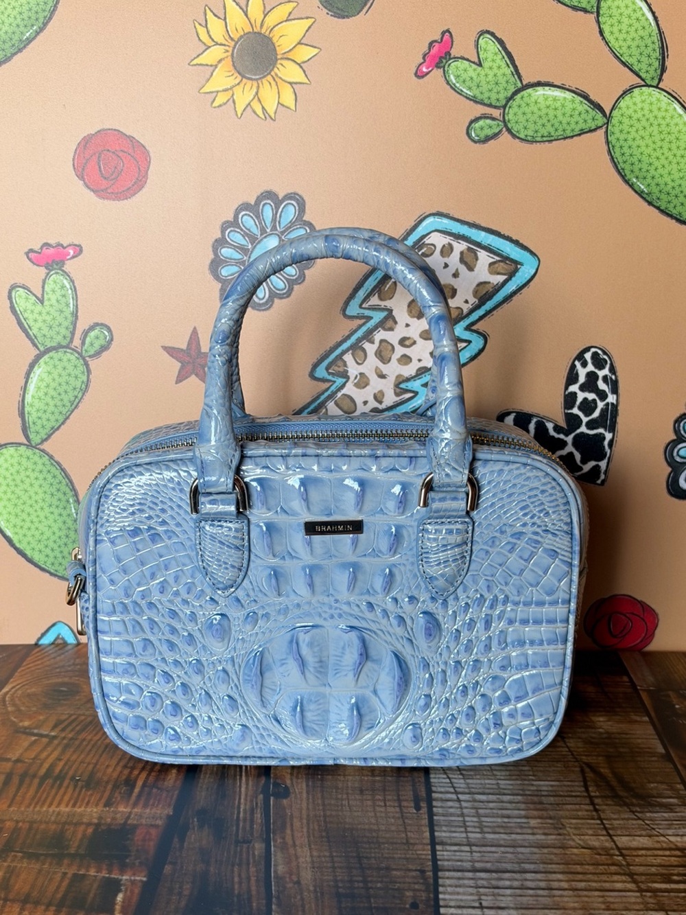 Brahmin Mara Heavenly Blue Melbourne Pretty Eye Placement NWT